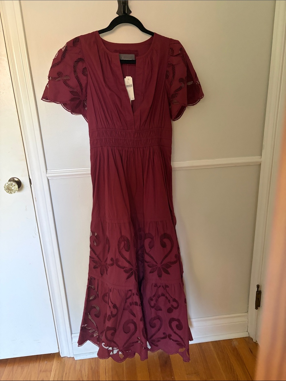 Anthropologie Burgundy Somerset Cutwork Dress NWT